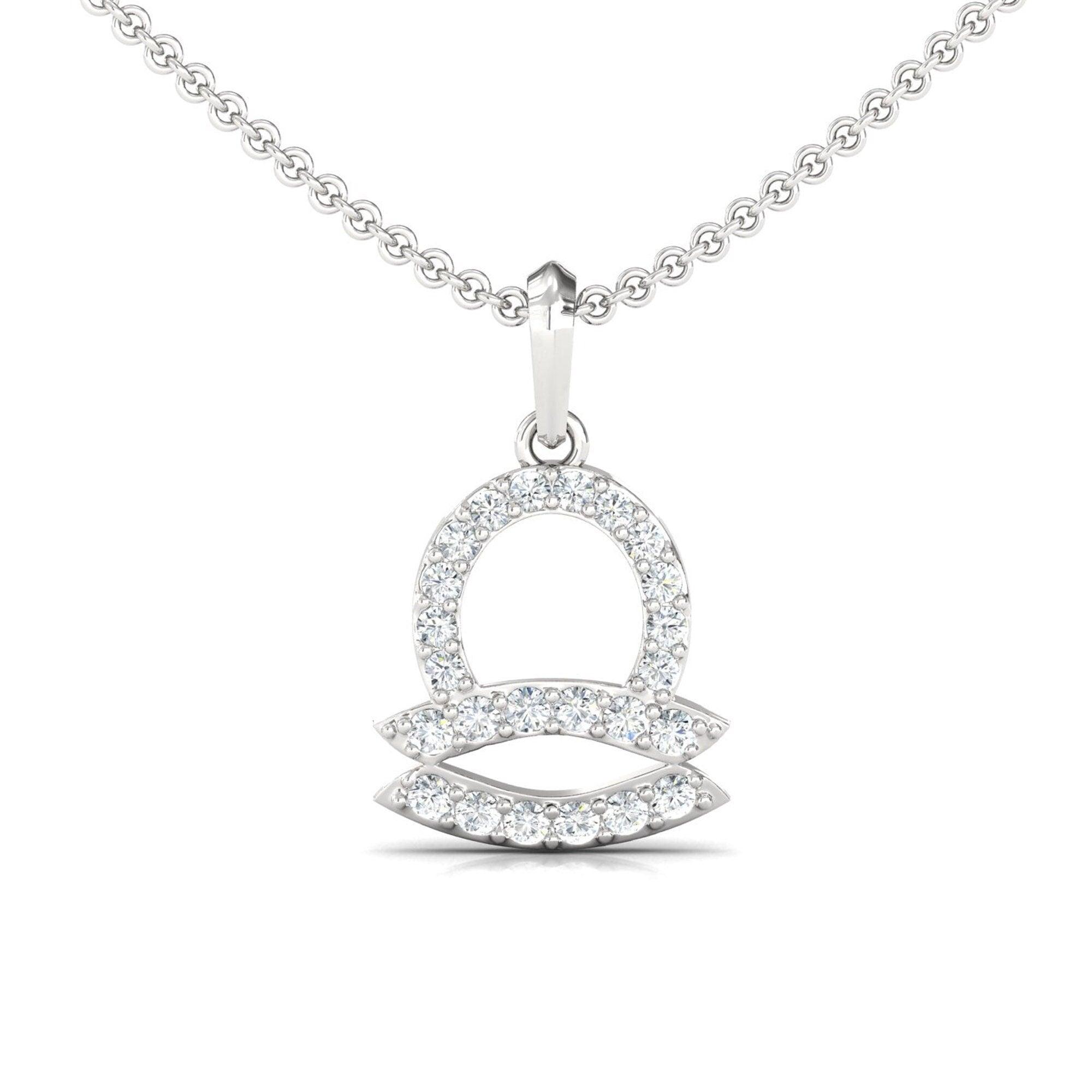 Elegant 18kt Gold Libra Zodiac Pendant, Handmade Solid Gold Pendant, Unique Diamond Pendant - GeumJewels