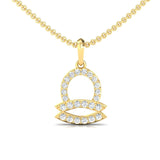 Elegant 18kt Gold Libra Zodiac Pendant, Handmade Solid Gold Pendant, Unique Diamond Pendant - GeumJewels