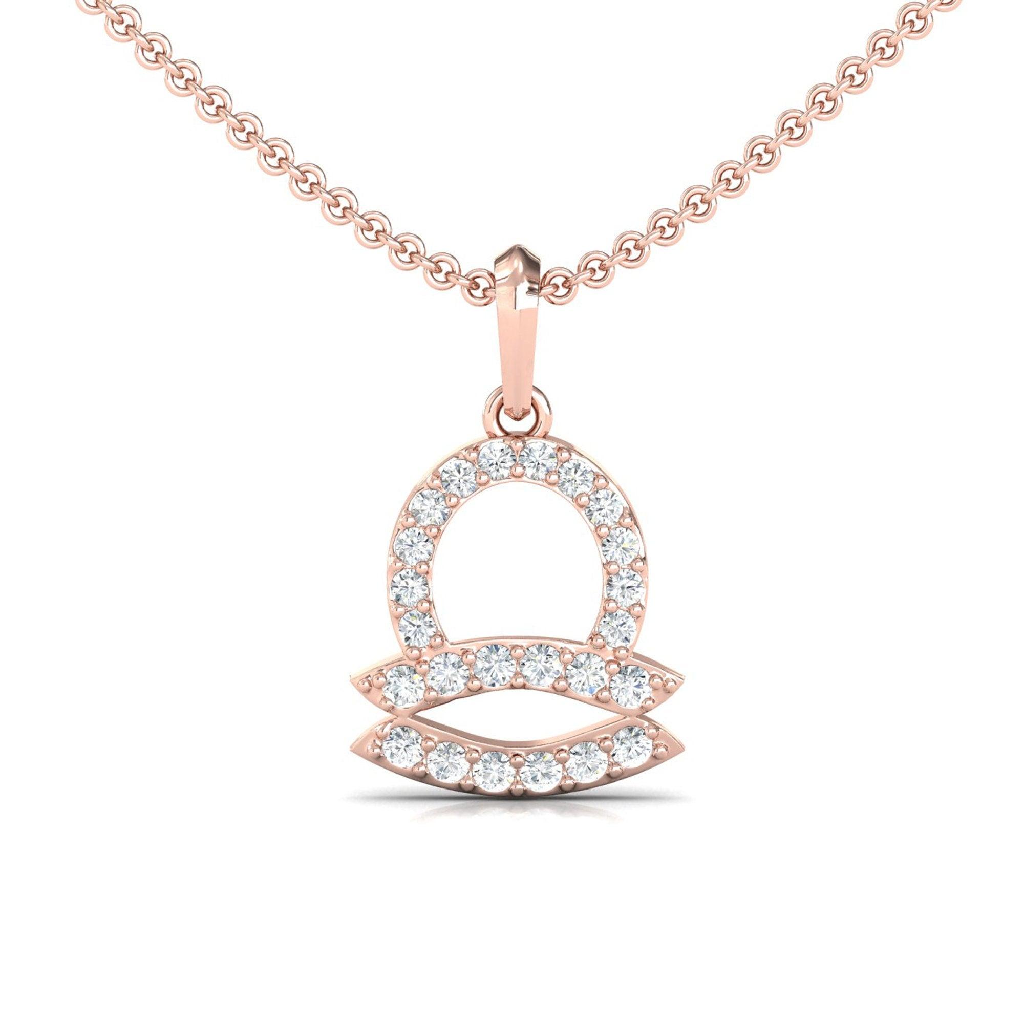 Elegant 18kt Gold Libra Zodiac Pendant, Handmade Solid Gold Pendant, Unique Diamond Pendant - GeumJewels