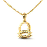 Elegant 18kt Gold Libra Zodiac Pendant, Handmade Solid Gold Pendant, Unique Diamond Pendant - GeumJewels