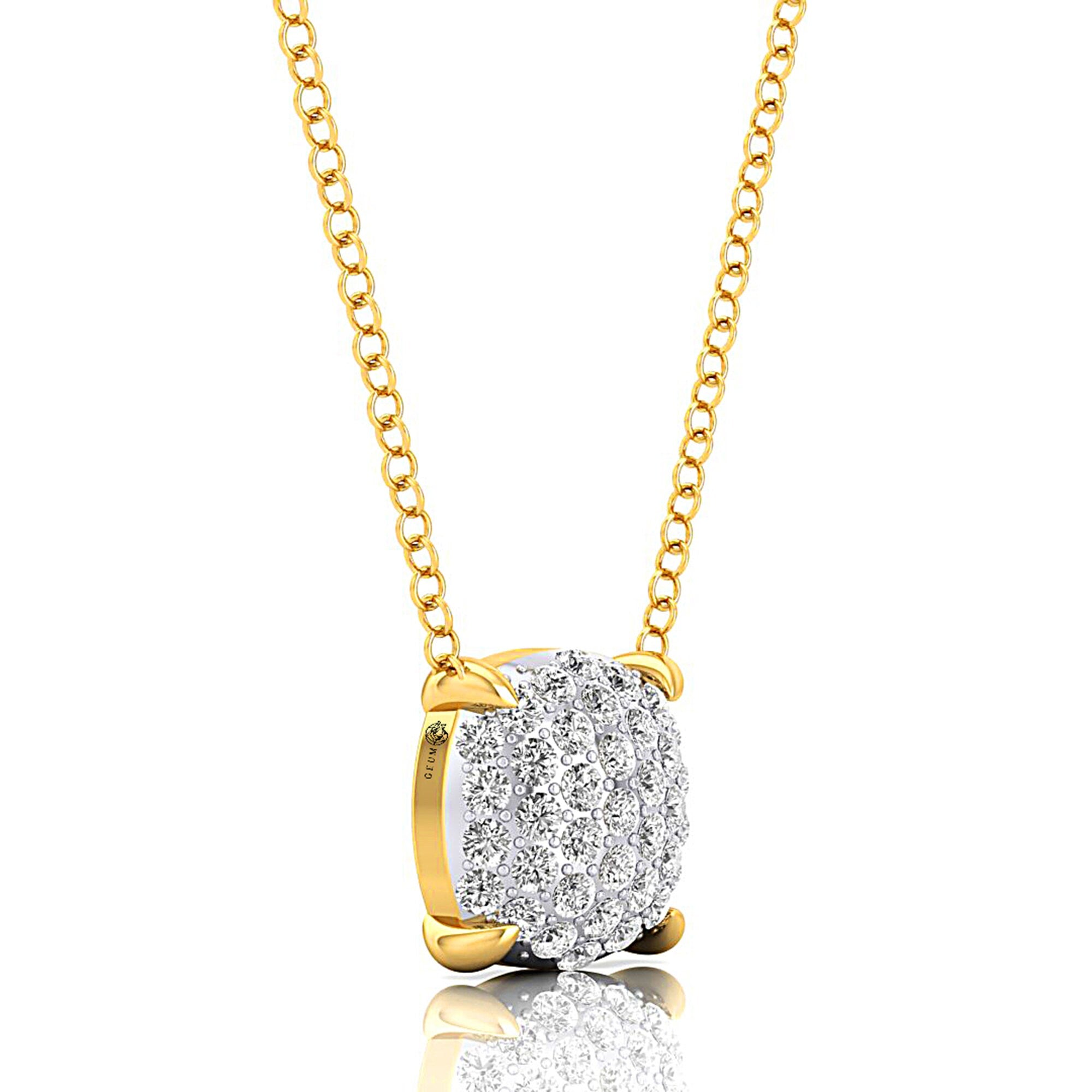 Pave Set Diamond Dainty Gold Necklace - GeumJewels