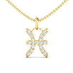 Handmade White Gold Pendant, 18kt Solid Gold Pisces Sign Pendant Necklace, Natural Diamond Pendant - GeumJewels