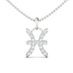 Handmade White Gold Pendant, 18kt Solid Gold Pisces Sign Pendant Necklace, Natural Diamond Pendant - GeumJewels
