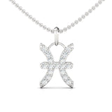 Handmade White Gold Pendant, 18kt Solid Gold Pisces Sign Pendant Necklace, Natural Diamond Pendant - GeumJewels