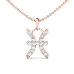 Handmade White Gold Pendant, 18kt Solid Gold Pisces Sign Pendant Necklace, Natural Diamond Pendant - GeumJewels