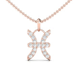 Handmade White Gold Pendant, 18kt Solid Gold Pisces Sign Pendant Necklace, Natural Diamond Pendant - GeumJewels