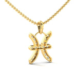 Handmade White Gold Pendant, 18kt Solid Gold Pisces Sign Pendant Necklace, Natural Diamond Pendant - GeumJewels