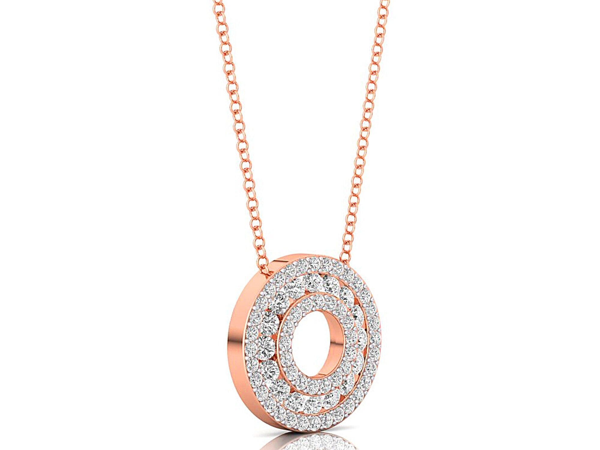Three Row Diamond Solid Gold Necklace - GeumJewels