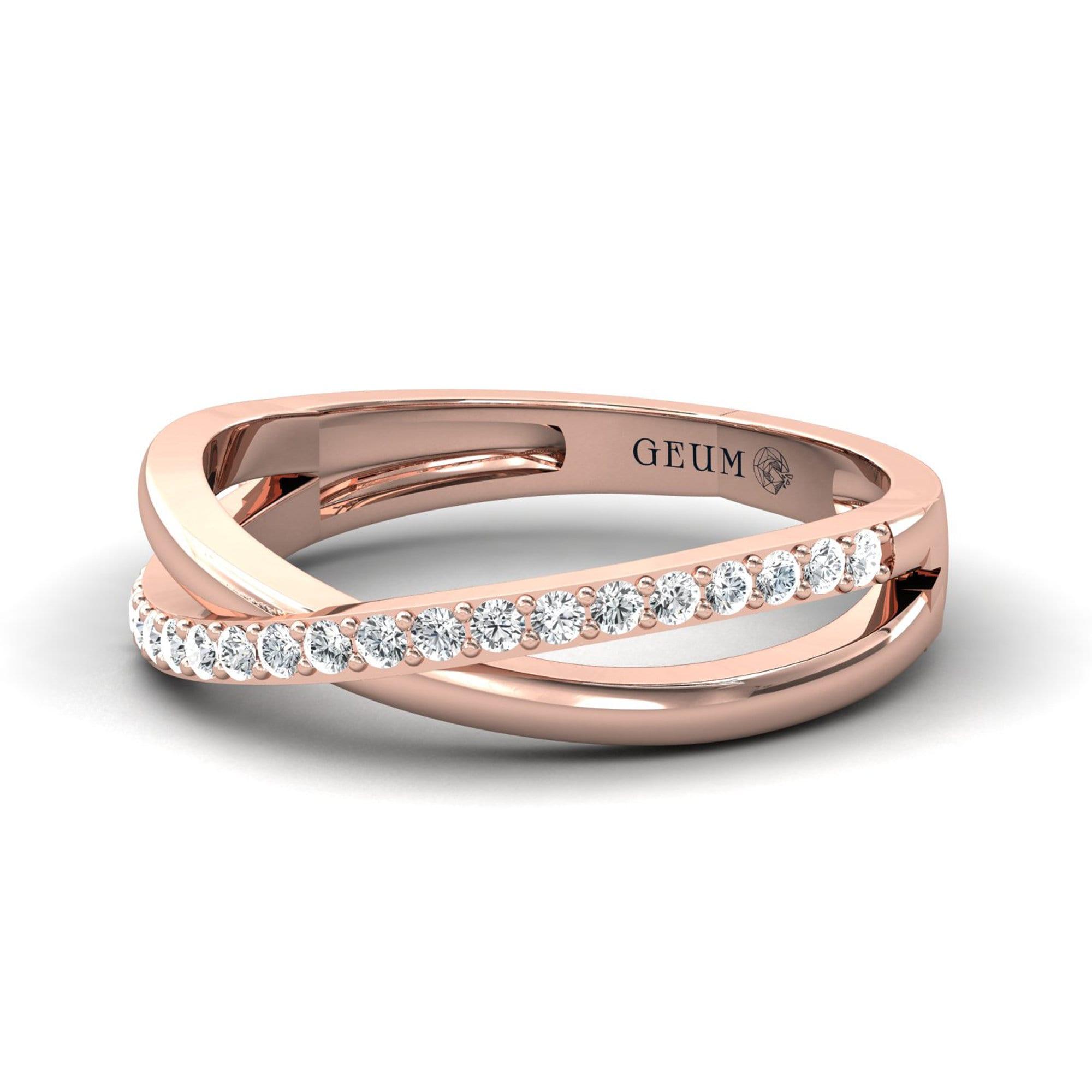 Handmade White Gold Ring, Rose Gold Dainty Ring for Women, Natural White Diamond Ring - GeumJewels