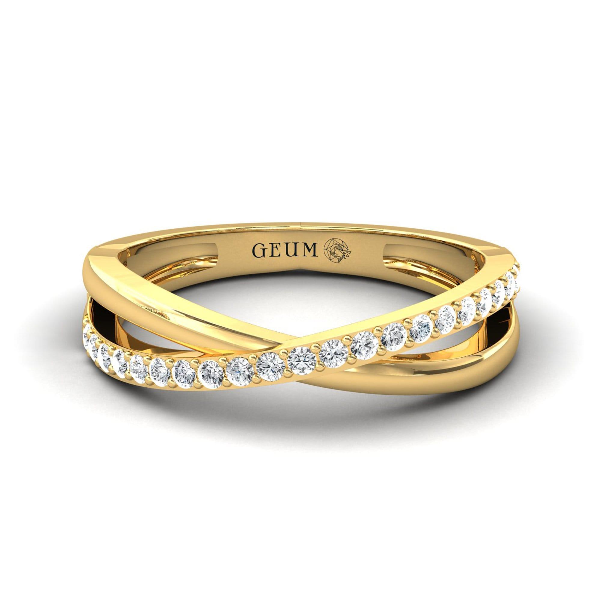Handmade White Gold Ring, Rose Gold Dainty Ring for Women, Natural White Diamond Ring - GeumJewels