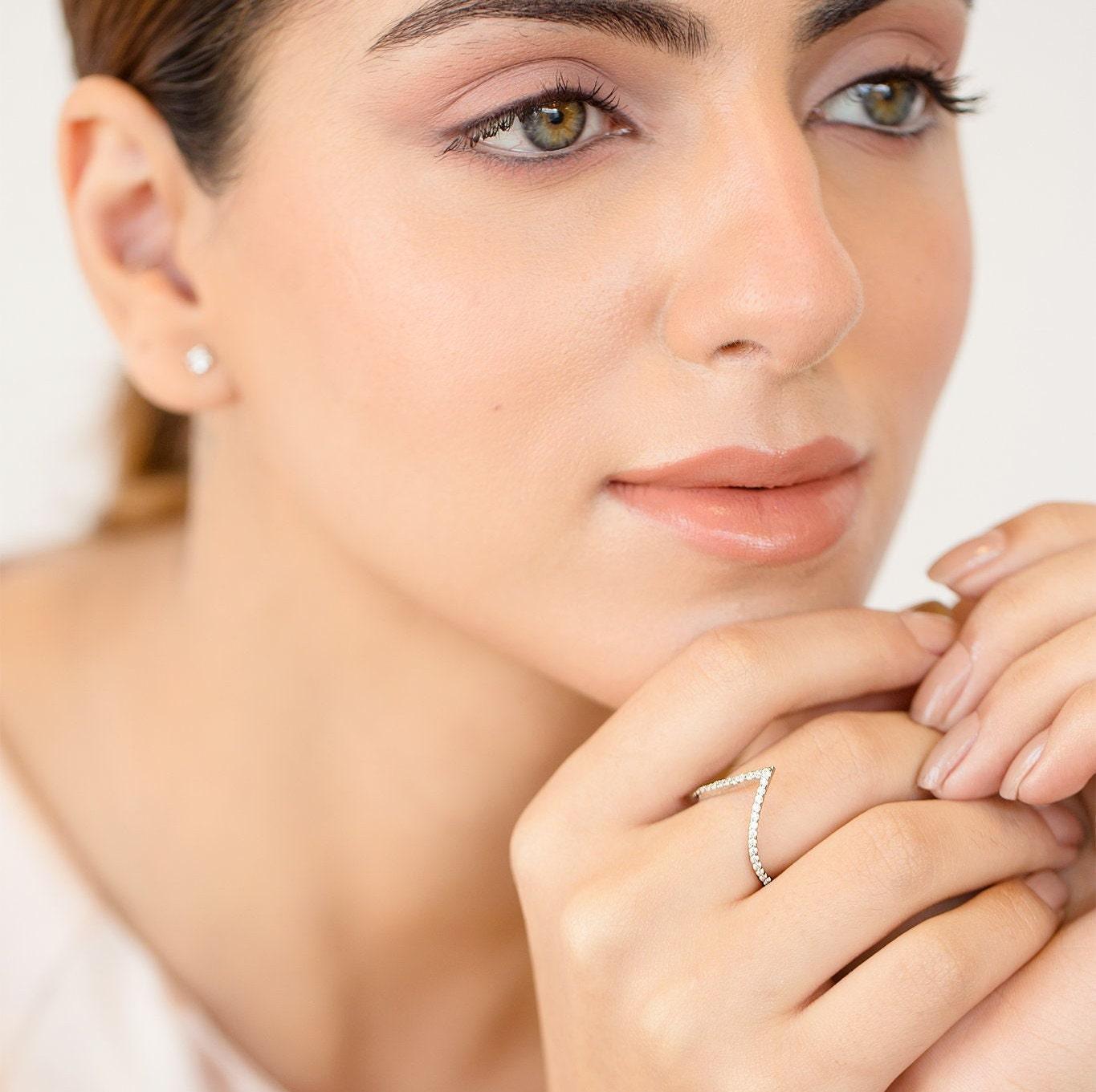 Genuine Diamond Pear Shape Ring, Trendy Yellow/White Gold Ring, Rose Gold Designer Ring - GeumJewels