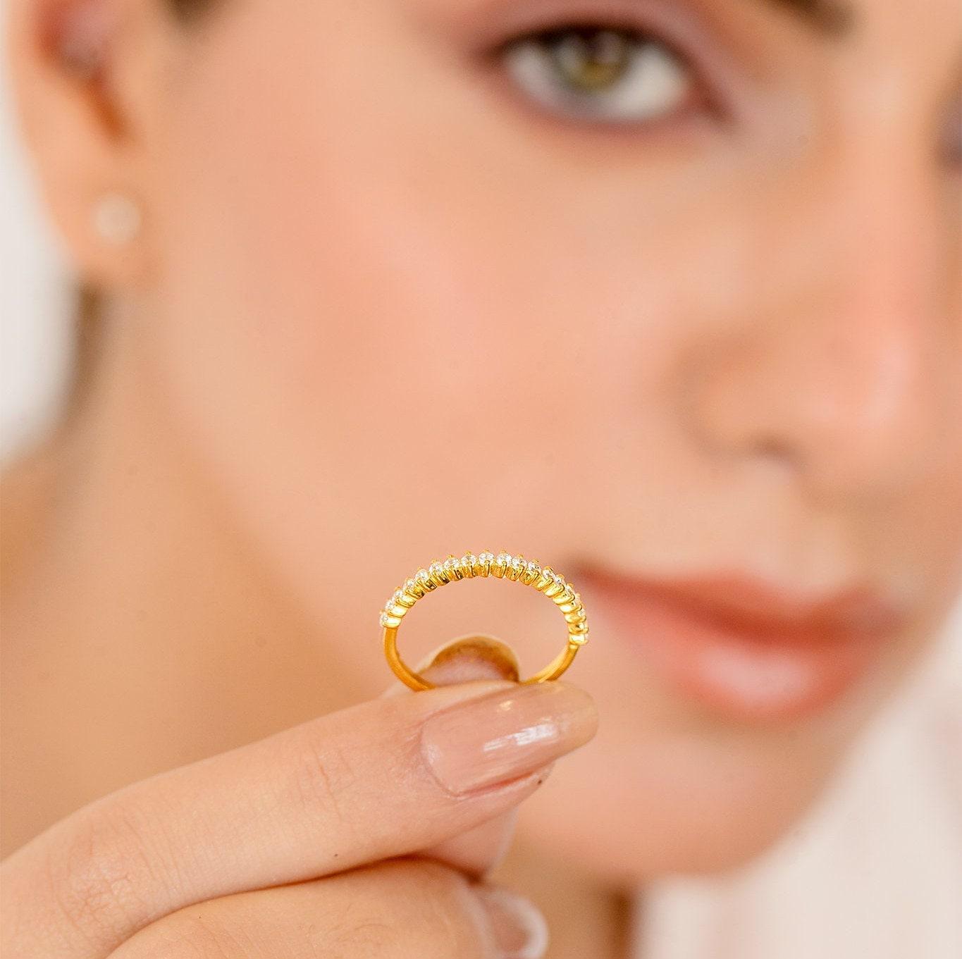 Real Diamond Engagement Ring, White/Yellow Custom Gold Ring, Rose Gold Modern Ring - GeumJewels