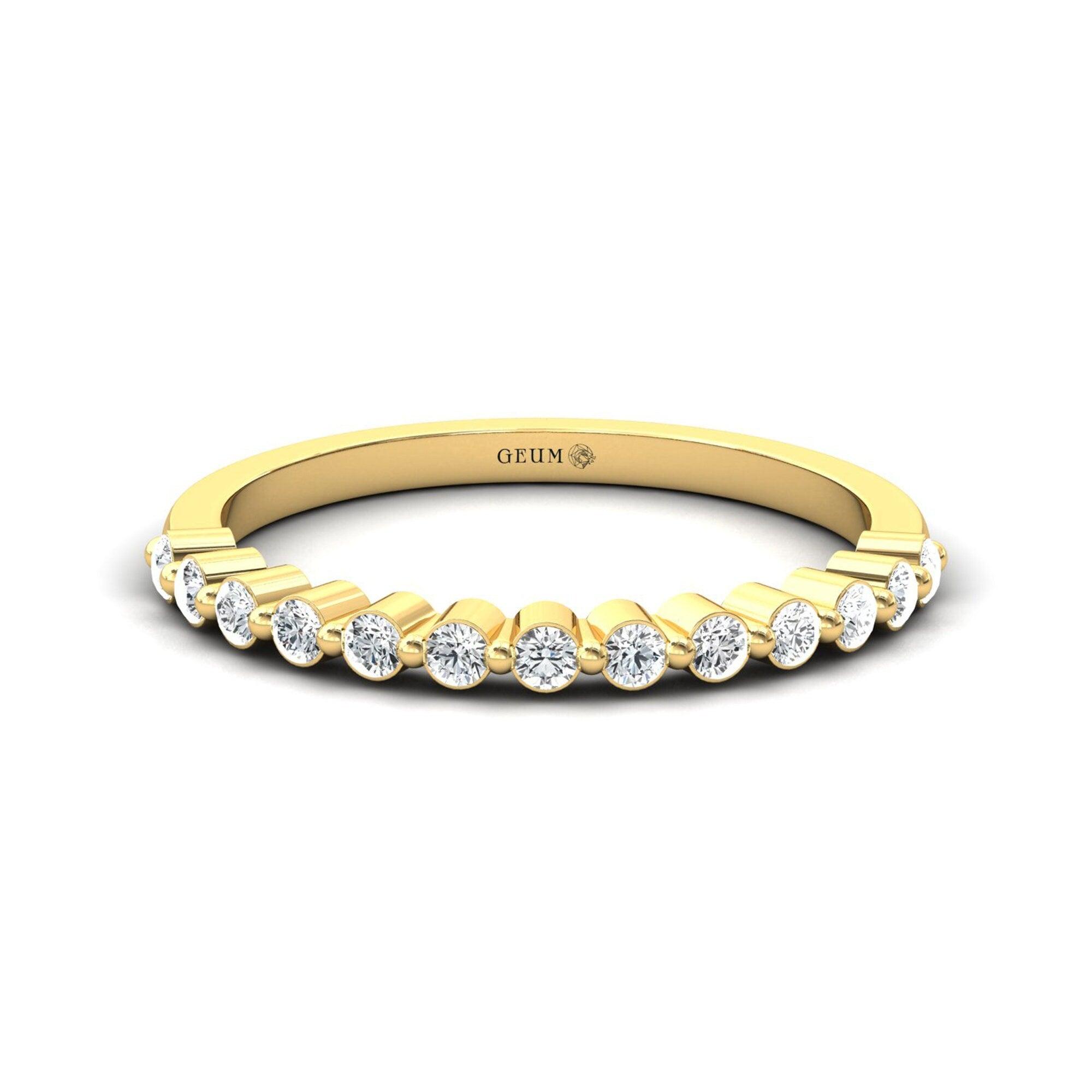Real Diamond Engagement Ring, White/Yellow Custom Gold Ring, Rose Gold Modern Ring - GeumJewels