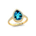 Classic Pear Shaped London Blue Topaz Halo Diamond Engagement Ring - GeumJewels