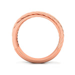 3 Row Gold Ring with Diamond and Twisted Wire Band - GeumJewels