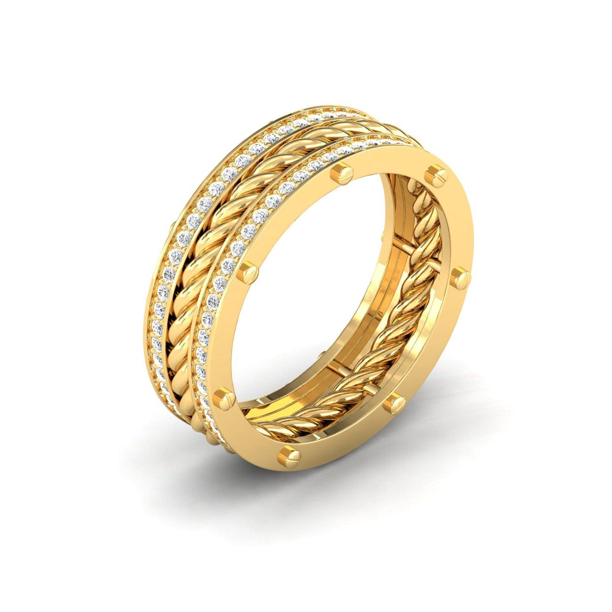 Handmade Rose Gold Ring, 100% Natural Diamond Ring for Engagement, Unique Gold Jewelry - GeumJewels