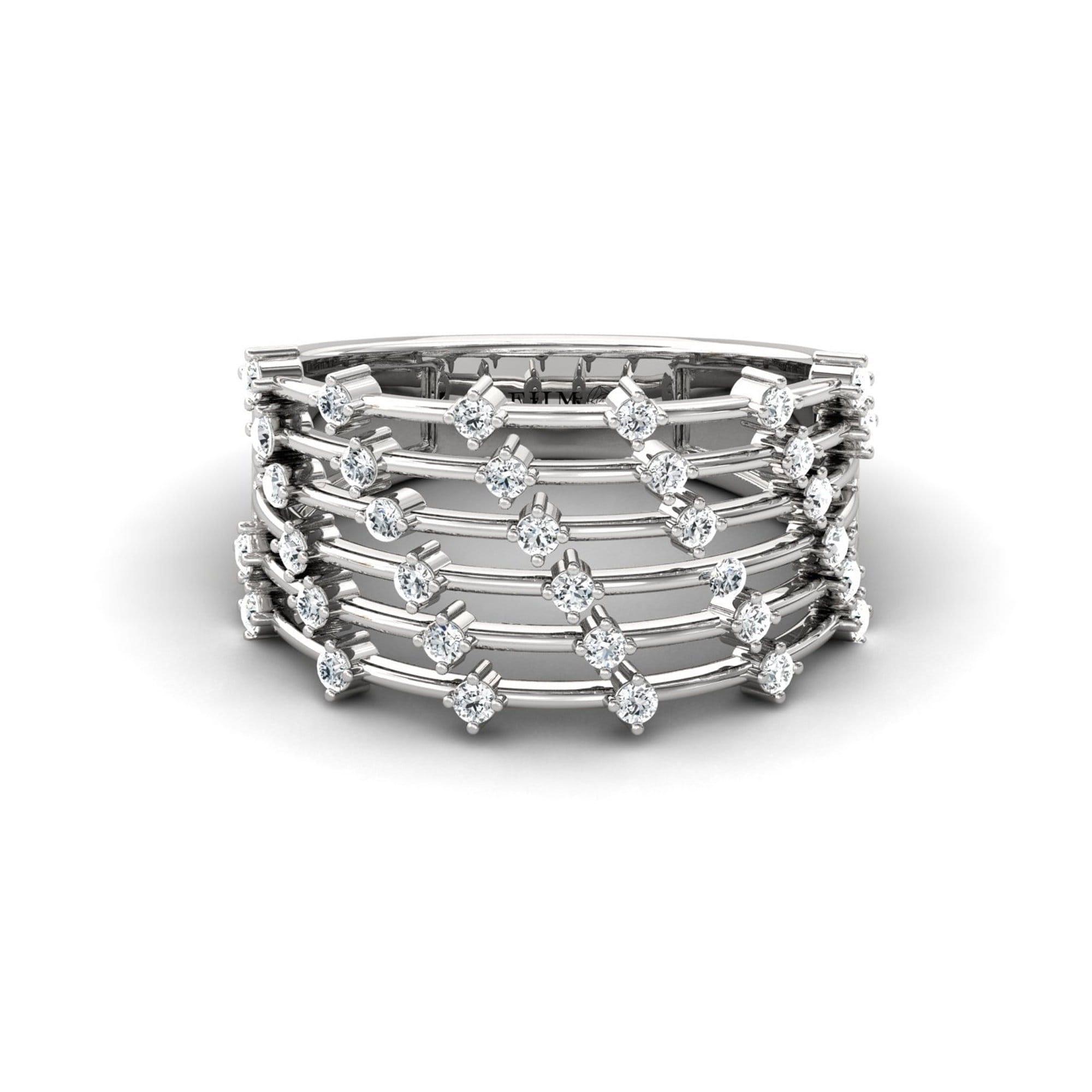 Sparkling Diamond and Gold Ring, Trendy White Gold Ring for Women, Unique Handmade Diamond  Jewelry - GeumJewels