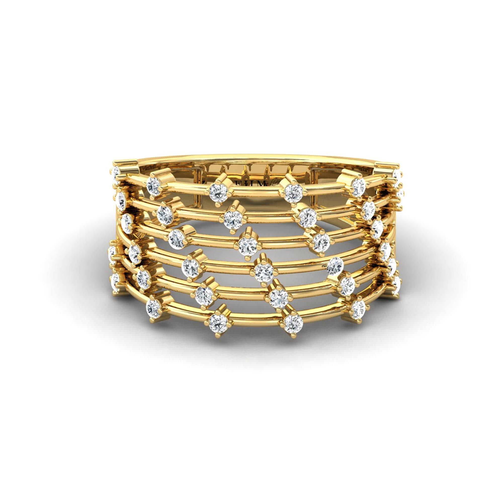 Sparkling Diamond and Gold Ring, Trendy White Gold Ring for Women, Unique Handmade Diamond  Jewelry - GeumJewels