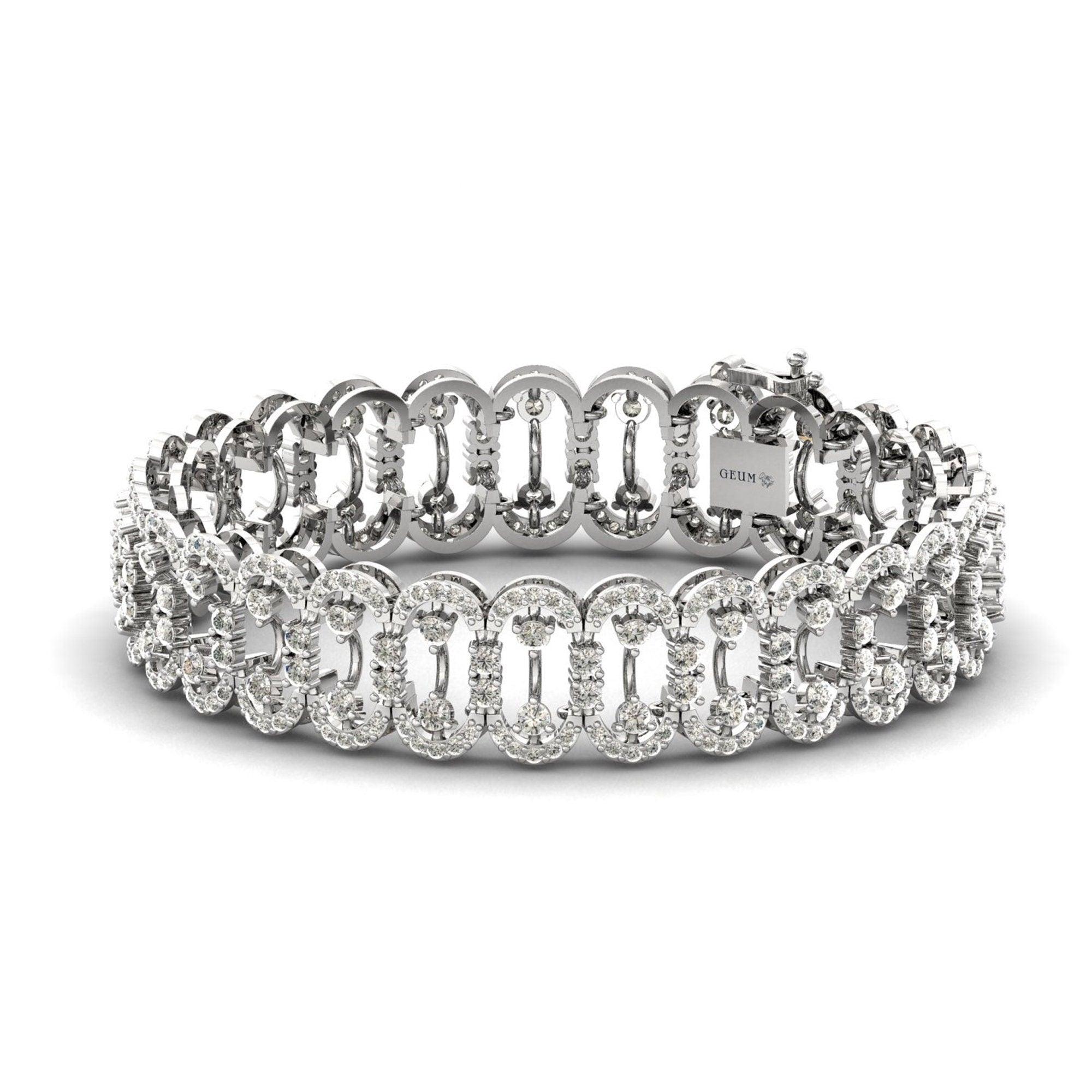 Elegant Diamond Cut Bracelet, Rose Gold Custom Bracelet, Yellow/White Gold Designer Bracelet - GeumJewels