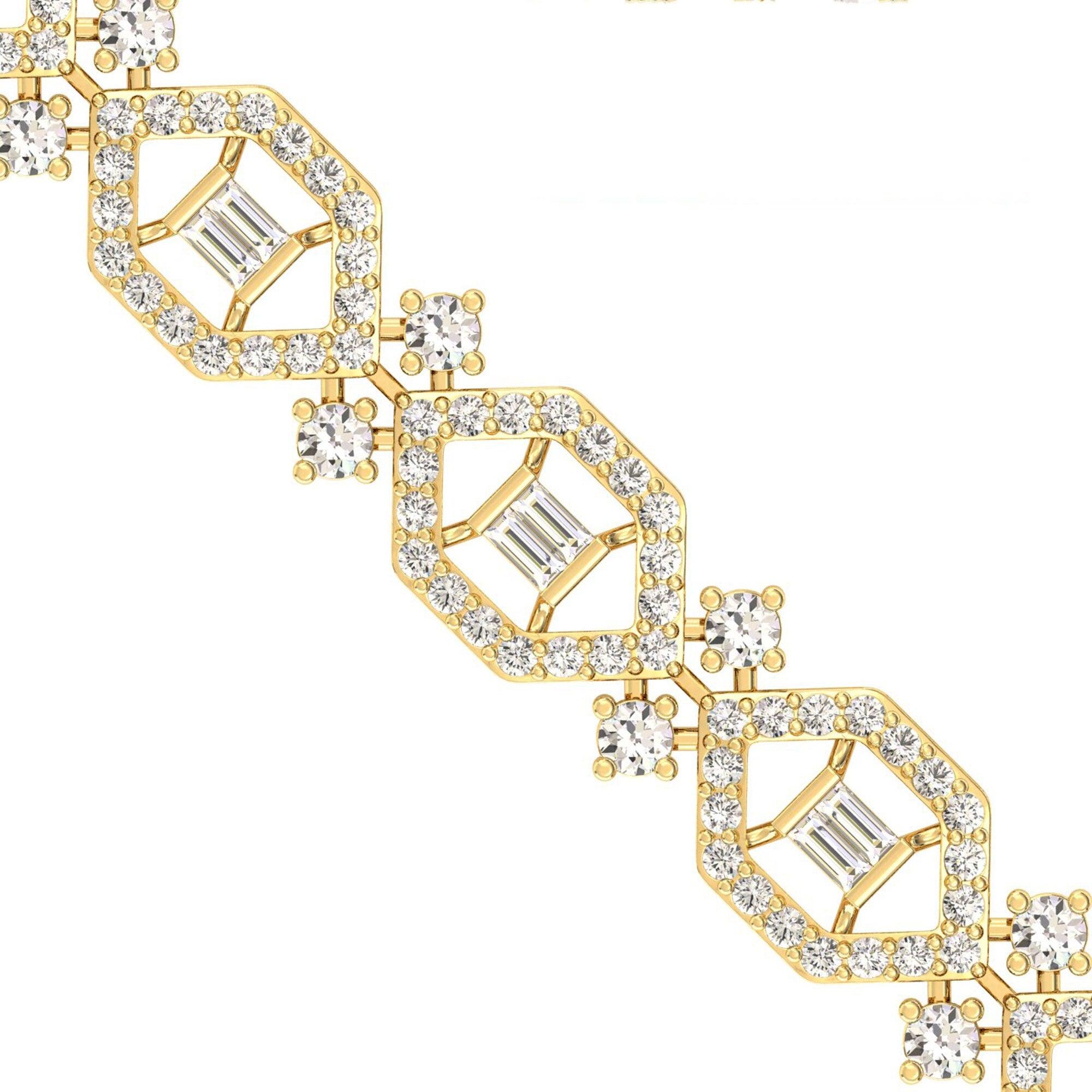 Handmade Thin Gold Cut Bracelet, Real White Diamond Bracelet, 10kt 14kt 18kt Custom Cut Gold Bracelet - GeumJewels