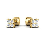 Genuine Yellow/White Gold Stud Earrings, Rose Gold Earrings for Girls, Elegant White Diamond Earrings, Gift for Her - GeumJewels