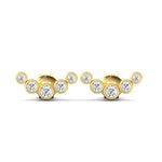 Genuine Yellow Gold Stud Earrings, Rose Gold Modern Earrings, Real Diamond Stud Earrings, Unique Wedding Earrings - GeumJewels