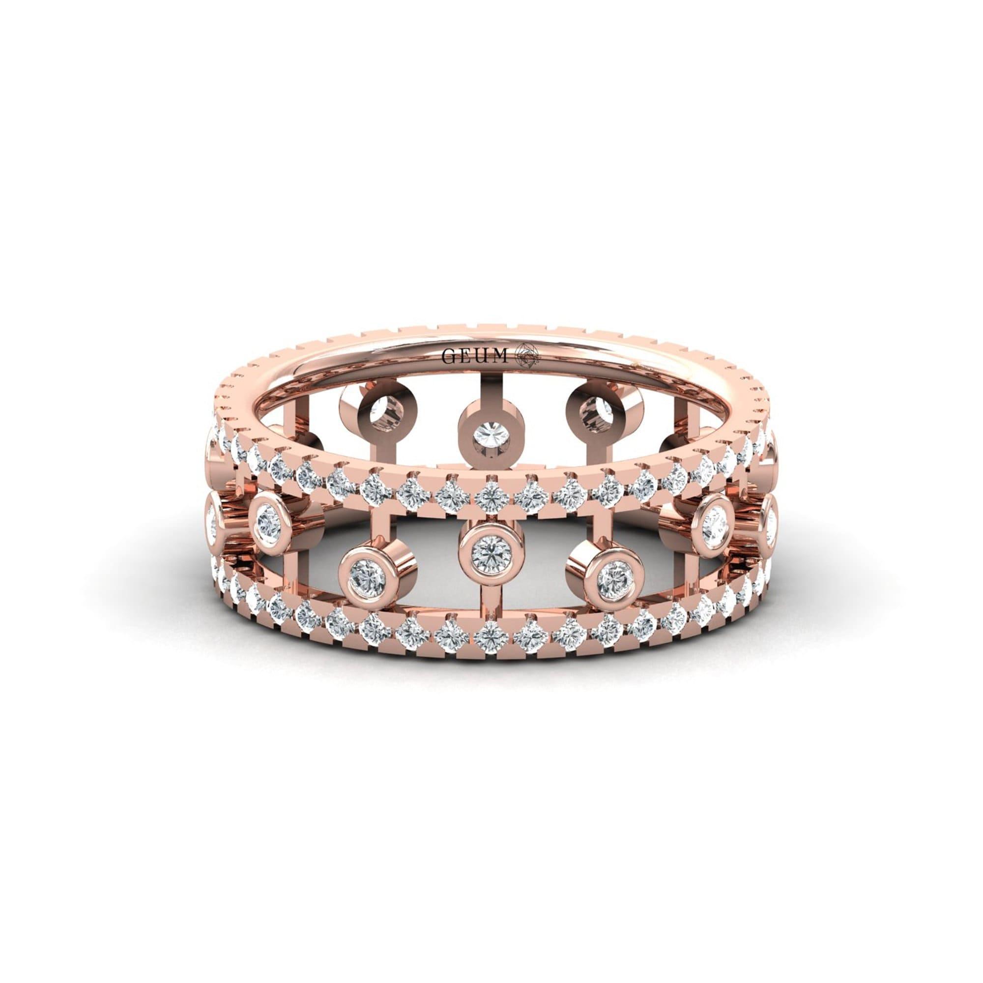 Elegant Diamond Designer Ring, Real Rose Gold Ring, Yellow/White Gold Ring - GeumJewels