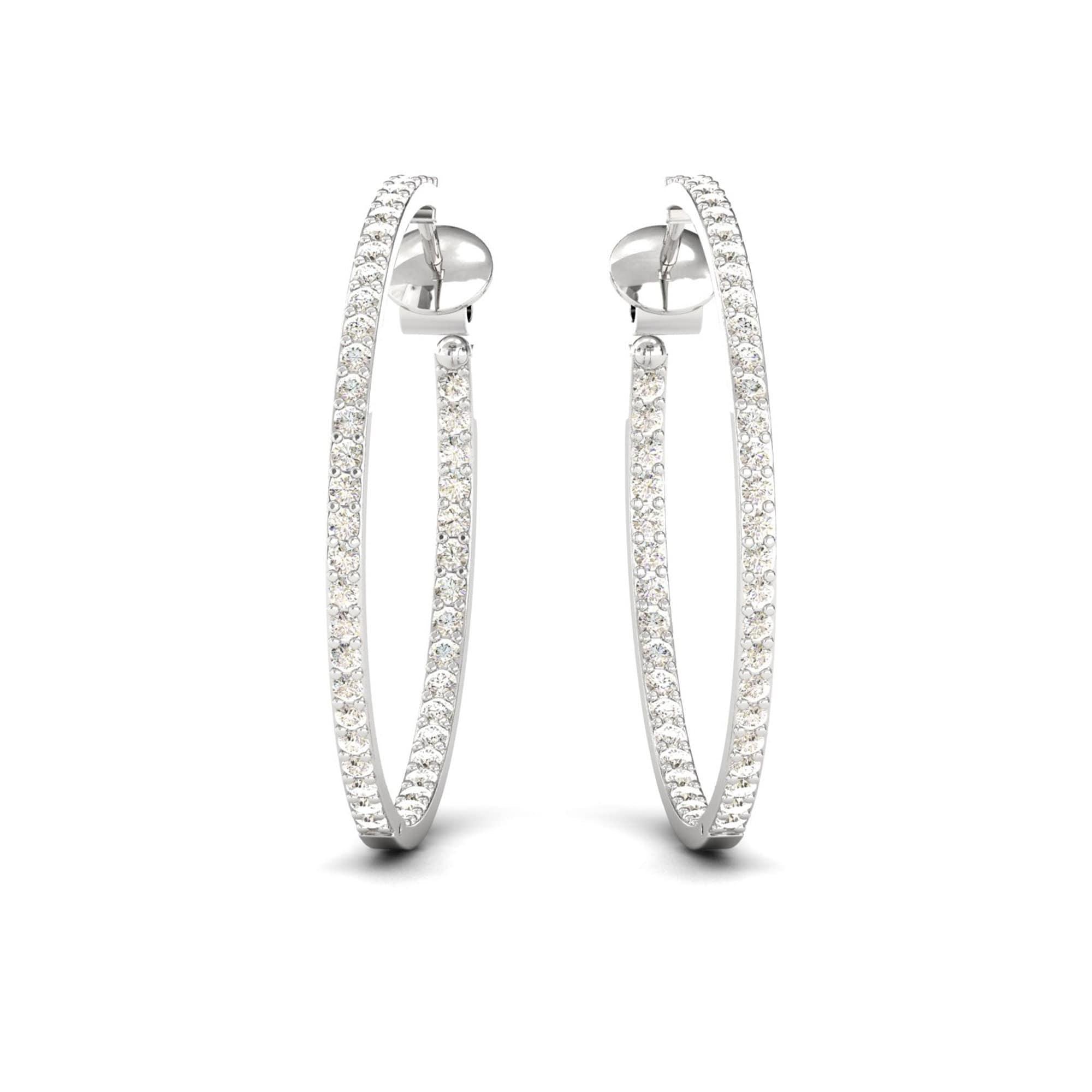 10kt 14kt 18kt Gold Bangle Earrings, Rose Gold Bangle Earrings, Real Diamond Fashion Earrings - GeumJewels