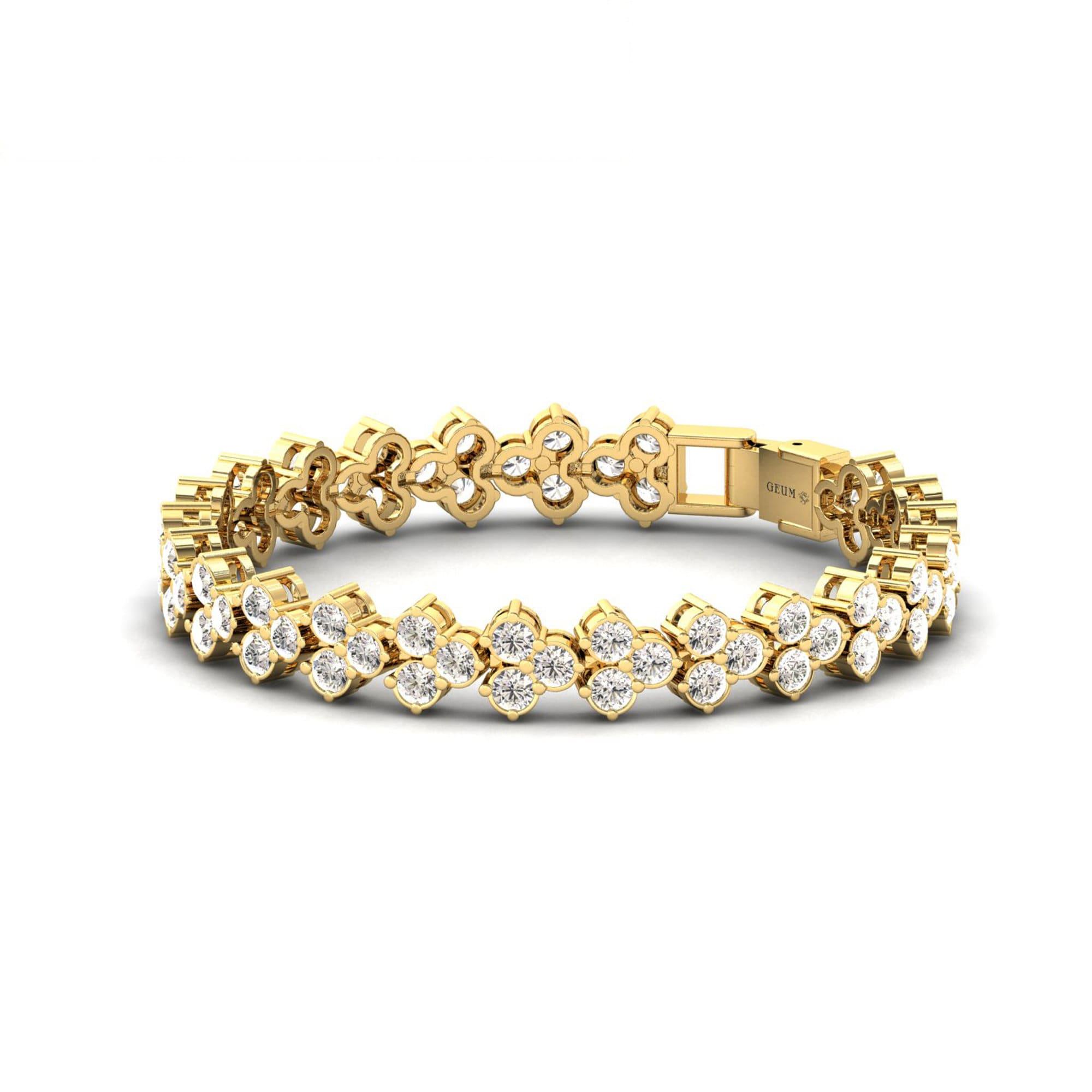 Handmade Rose Gold Cut Bracelet,10kt 14kt 18kt Yellow/White Gold Bracelet, Real Diamond Designer Bracelet - GeumJewels