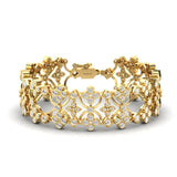 Elegant Rose Gold Cut Bracelet, Solid Yellow/White Gold Designer Bracelet, Genuine Diamond Custom Bracelet - GeumJewels