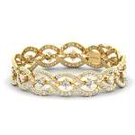 Handmade Rose Gold Cut Bracelet, White/Yellow Gold Bracelet, Real Diamond Modern Bracelet - GeumJewels