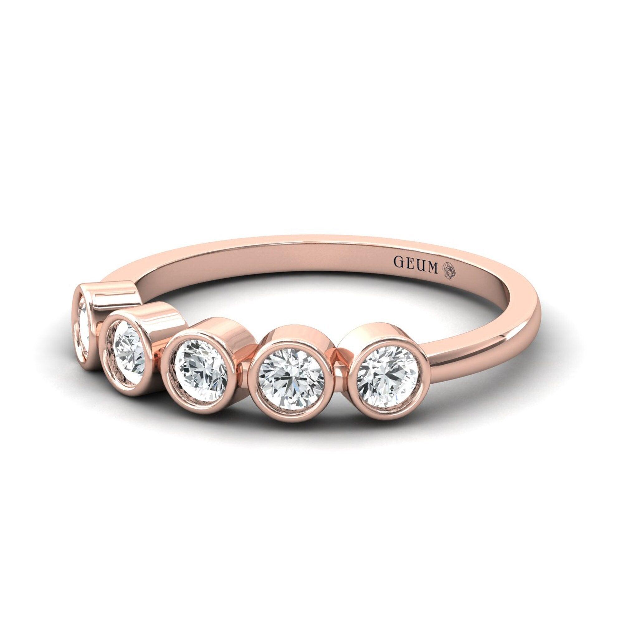 Natural Diamond Solid Gold Ring, 10kt 14kt 18kt Yellow/White Rose Gold Rings, Customize Engagement Gold Ring - GeumJewels