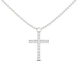 Handmade Yellow/White Gold Cross Pendant, Rose Gold Cross Necklace, Genuine Diamond Cross Pendant - GeumJewels