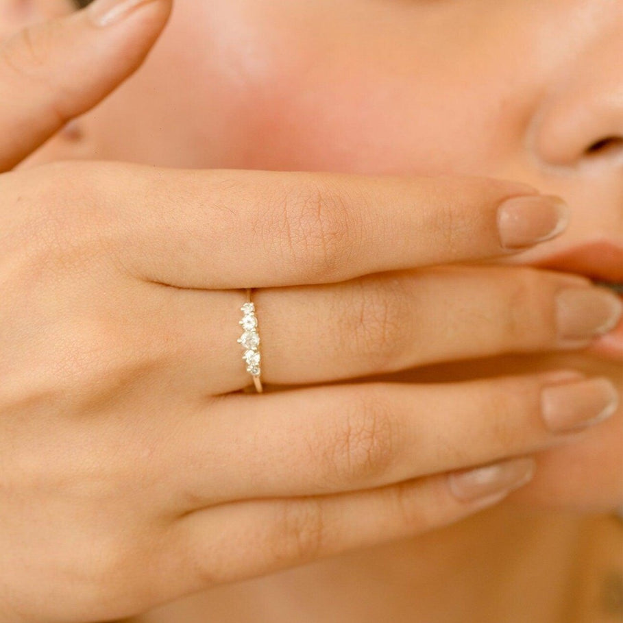 Elegant Diamond Engagement Ring, Custom Diamond Gold Ring, Yellow/White 10kt 14kt 18kt Gold Ring - GeumJewels