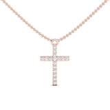 Handmade Yellow/White Gold Cross Pendant, Rose Gold Cross Necklace, Genuine Diamond Cross Pendant - GeumJewels