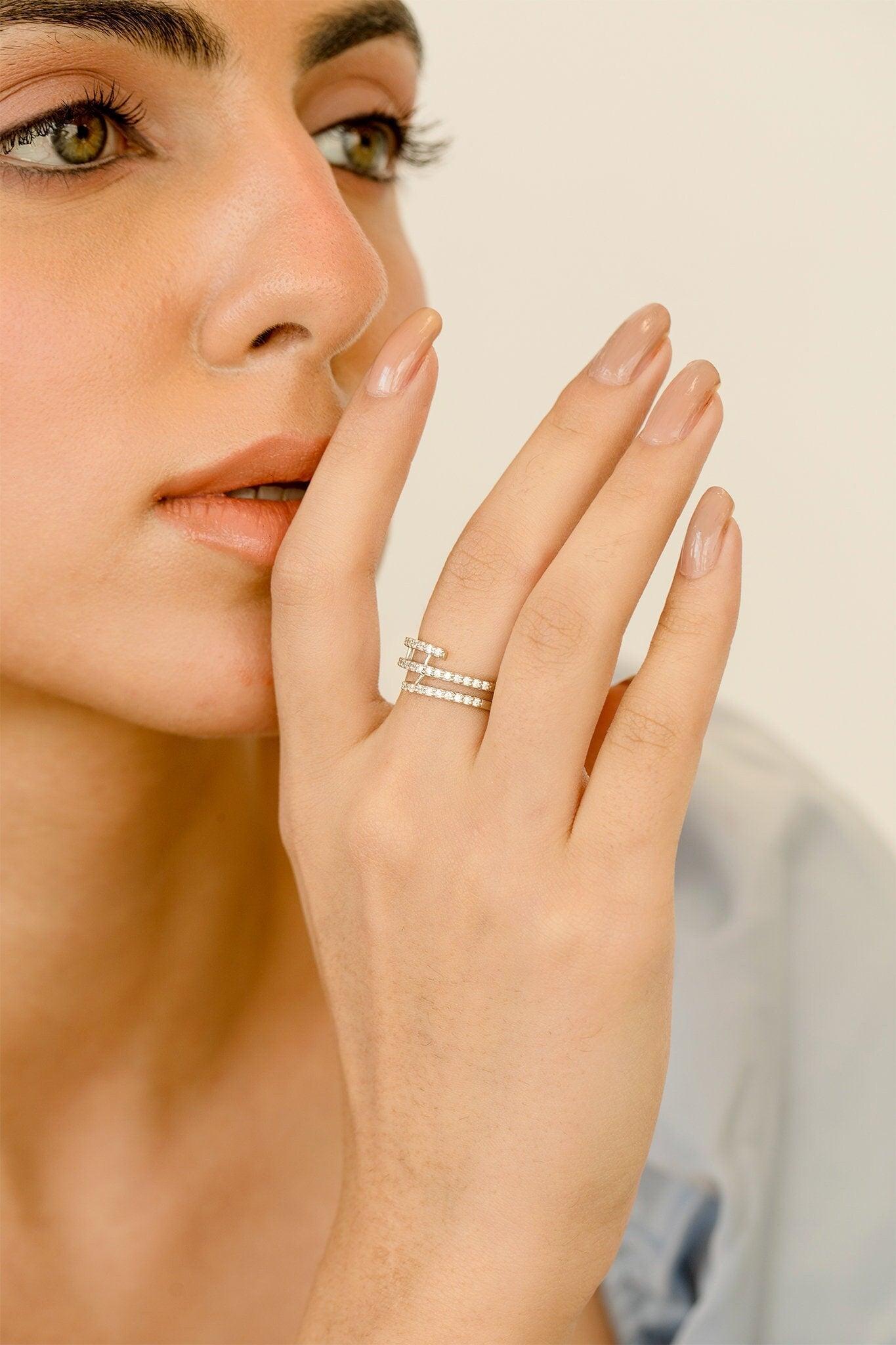10kt 14kt 18kt Yellow/White Gold Ring, Rose Gold Custom Ring, Elegant Diamond Proposal Ring - GeumJewels