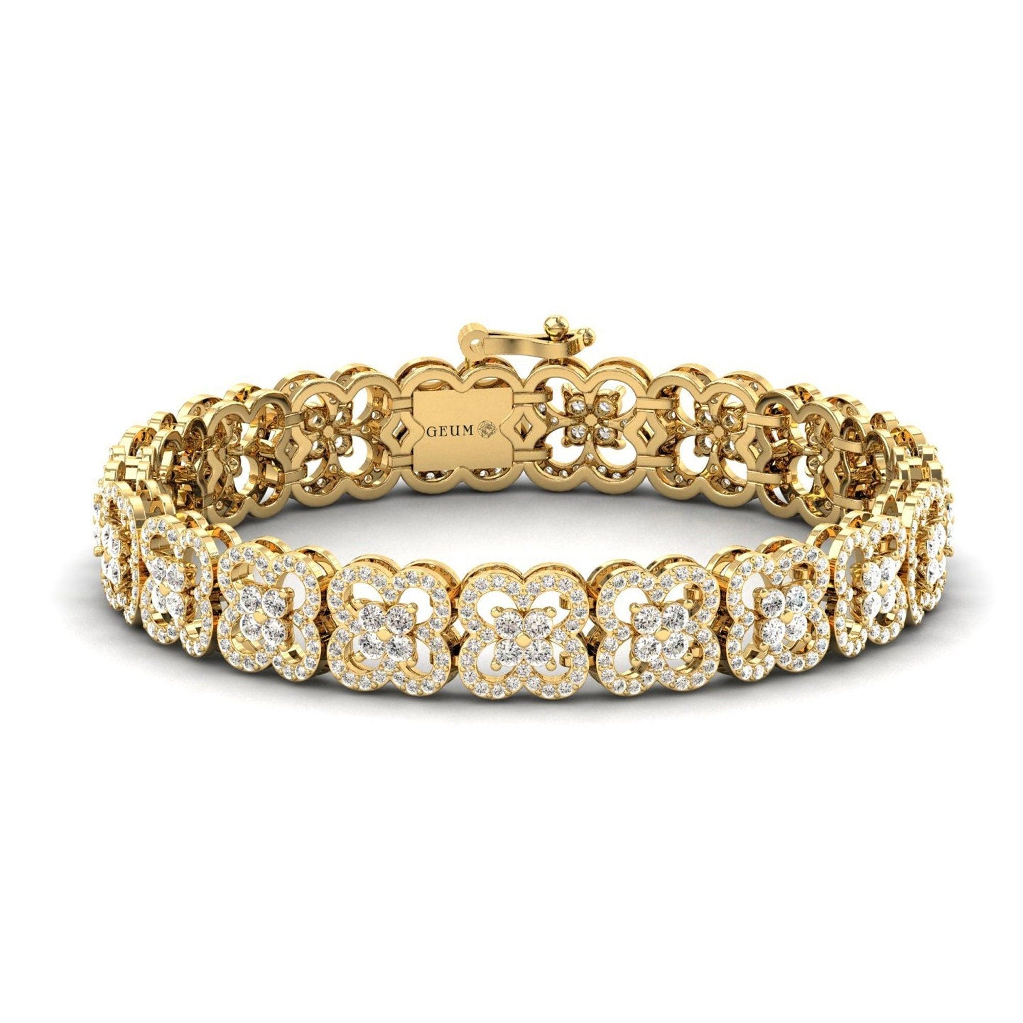 Elegant Diamond Cut Bracelet, Custom Gold Bracelet for Women, Yellow/White Gold Bracelet - GeumJewels