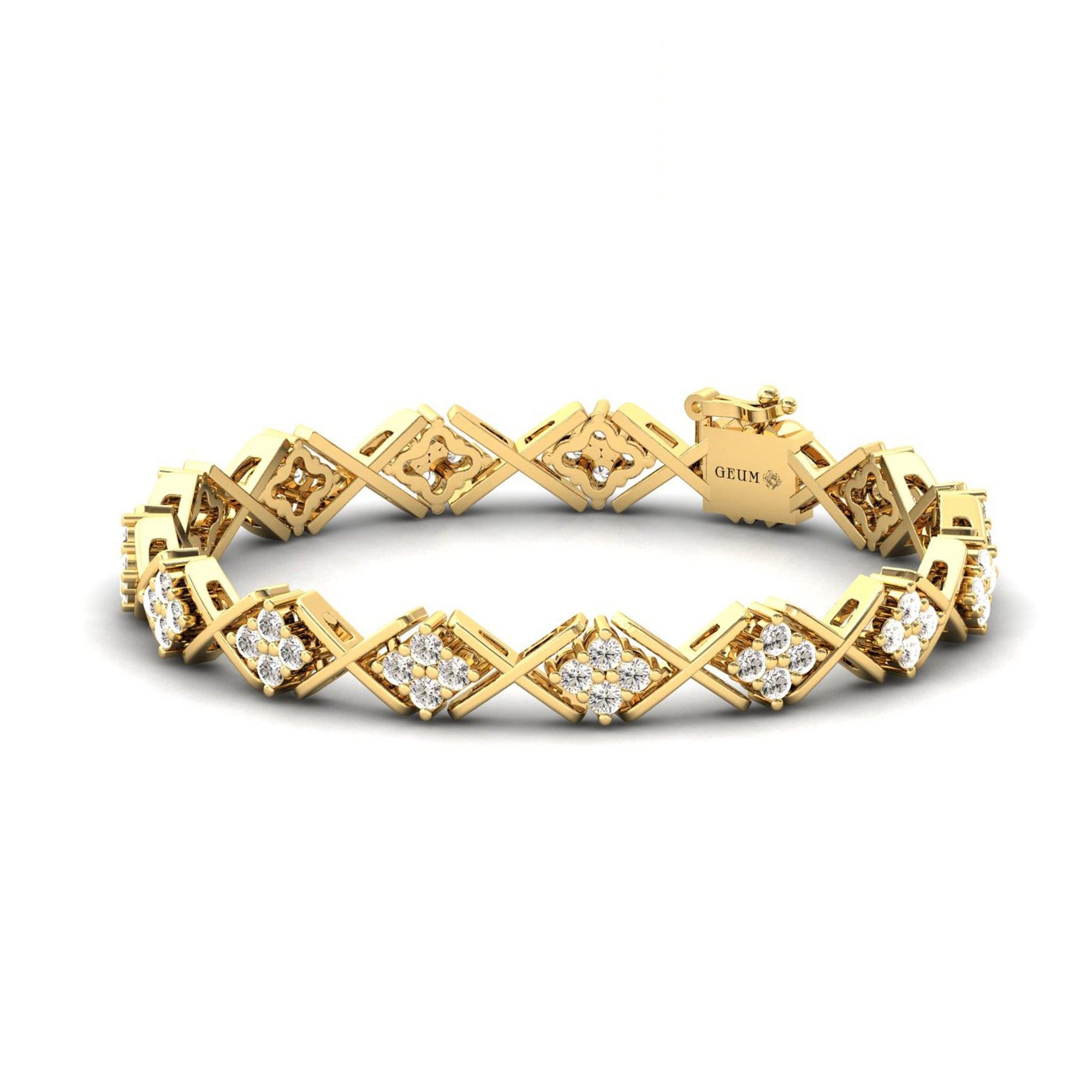 Genuine Diamond Cut Bracelet, Real Gold Custom Bracelet,  10kt 14kt 18kt White/Yellow Gold Bracelet - GeumJewels