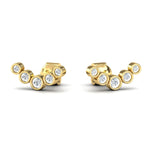 Genuine Yellow Gold Stud Earrings, Rose Gold Modern Earrings, Real Diamond Stud Earrings, Unique Wedding Earrings - GeumJewels