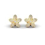 Elegant 18kt Solid Gold Designer Earring, Natural Diamond Studs, Unique Flower Earring for Women - GeumJewels