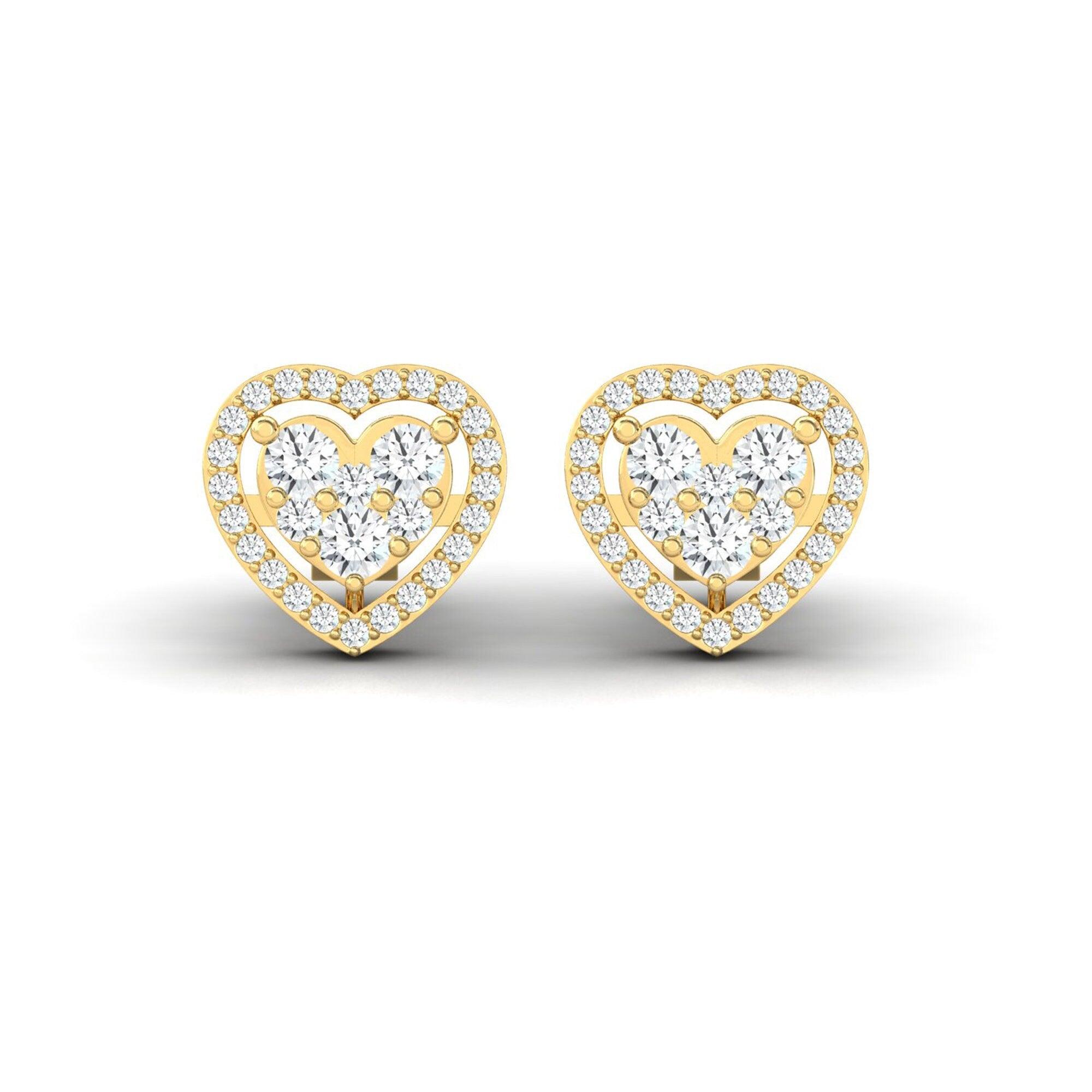 Elegant Diamond Love Earrings, Rose Gold Stud Earrings - GeumJewels