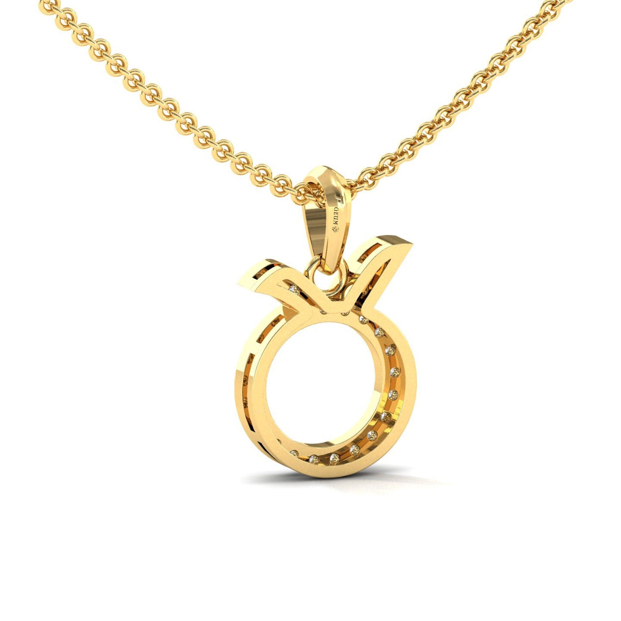 Sparkling Taurus Zodiac Pendant, 14Kt White Gold Taurus Charm Pendant, Natural Diamond Designer Pendant - GeumJewels