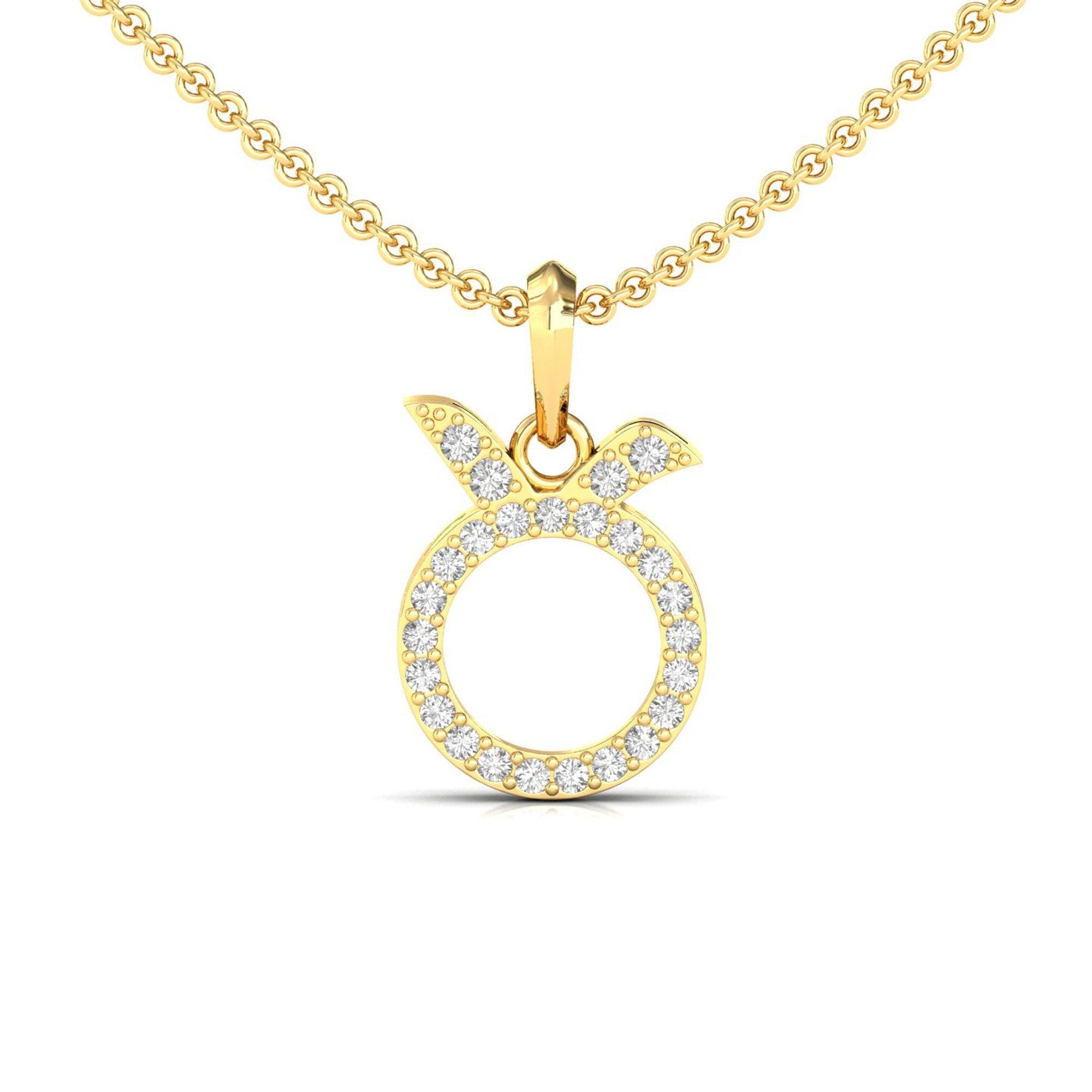 Sparkling Taurus Zodiac Pendant, 14Kt White Gold Taurus Charm Pendant, Natural Diamond Designer Pendant - GeumJewels