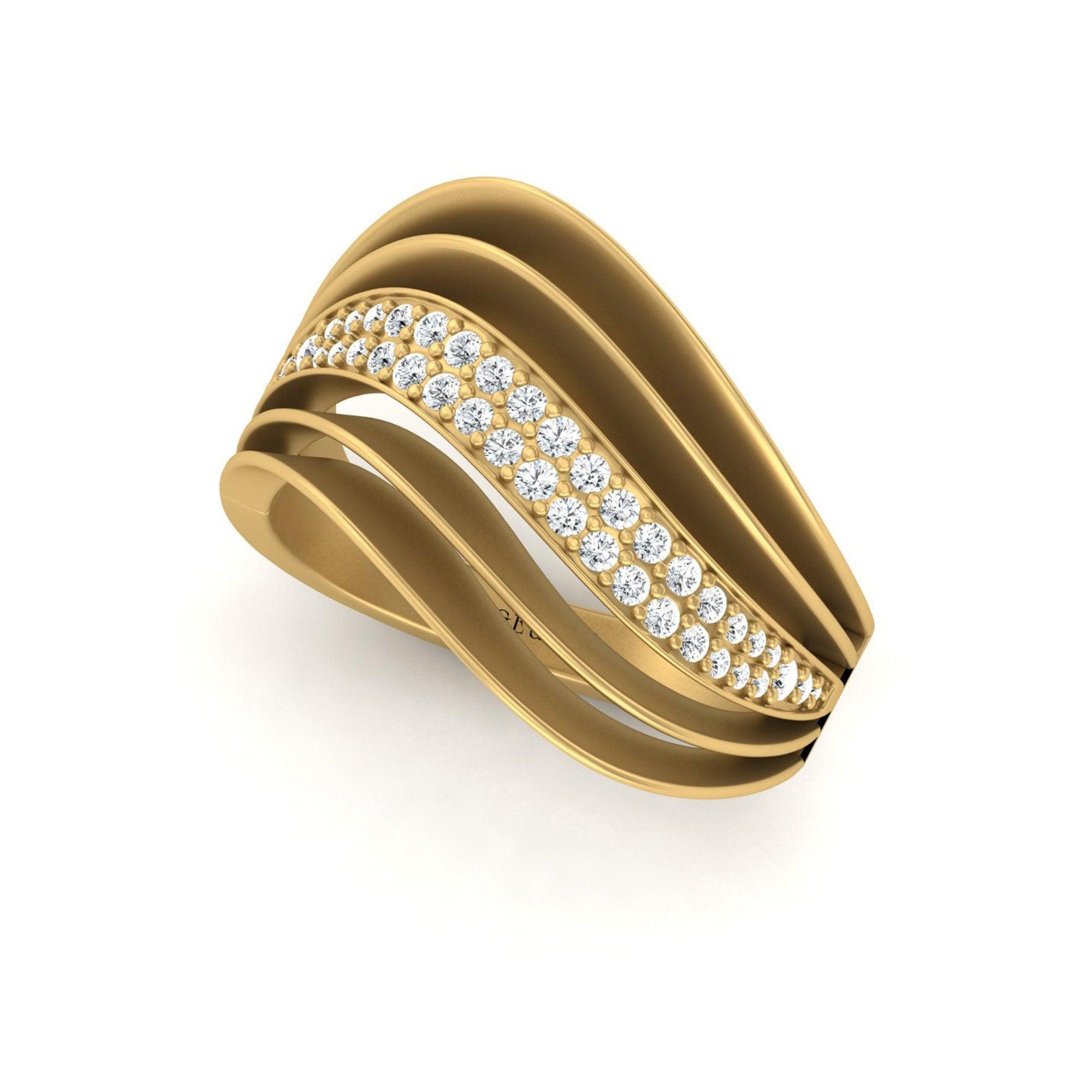 14Kt Solid Gold Ring, 100% Natural Diamond Ring for Engagement, Handmade Gold Jewelry - GeumJewels