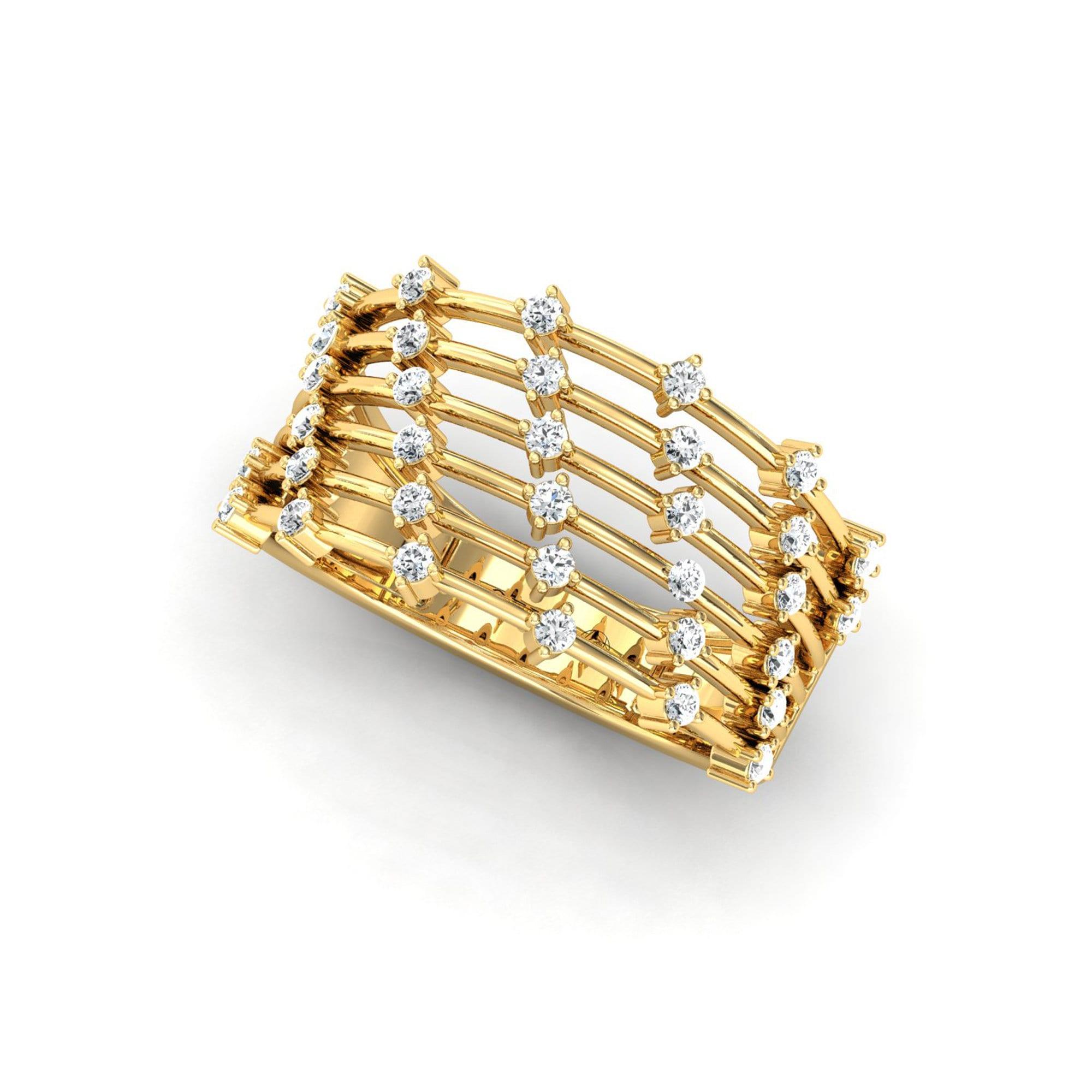 Sparkling Diamond and Gold Ring, Trendy White Gold Ring for Women, Unique Handmade Diamond  Jewelry - GeumJewels