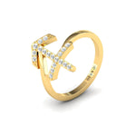 Sleek Design Sagittarius Zodiac Ring, 18Kt Solid Gold Ring, Unique Zodiac Sign Engagement Ring - GeumJewels