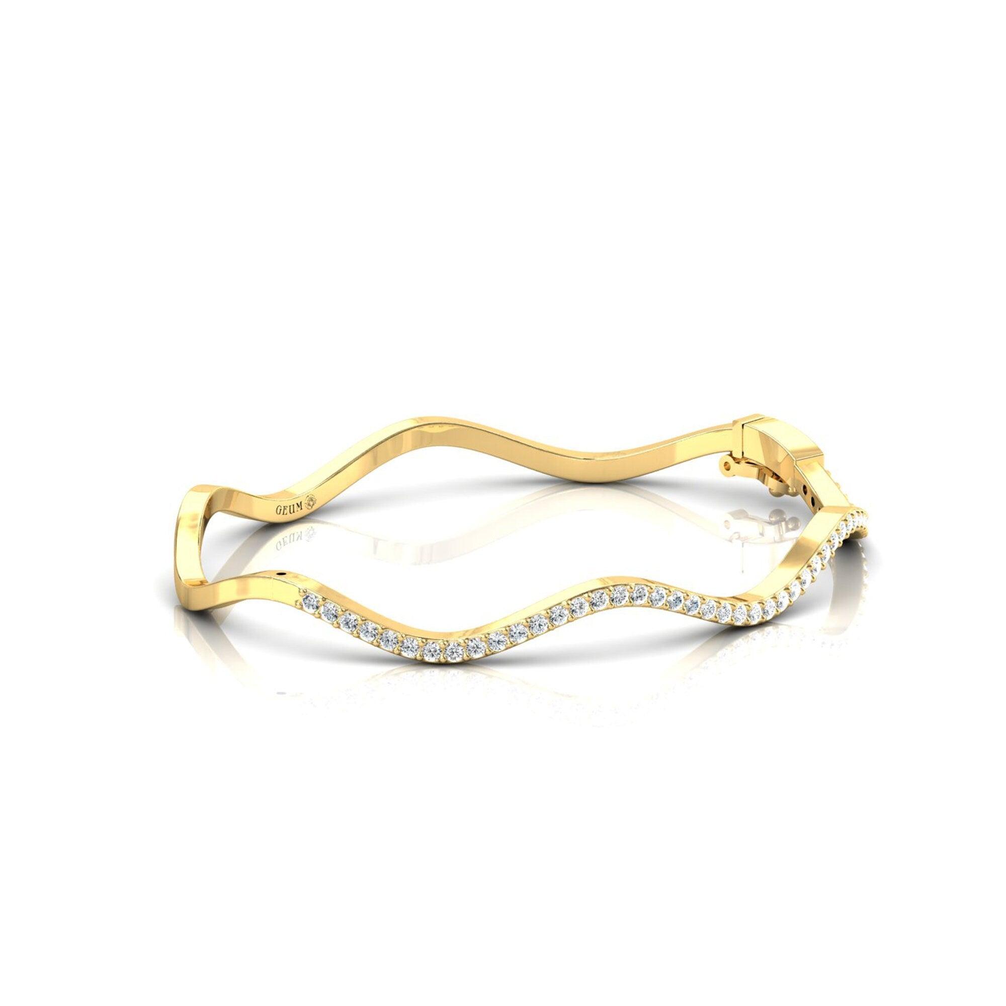 Elegant Diamond Cut Bracelet, Yellow/White Gold Custom Bracelet - GeumJewels