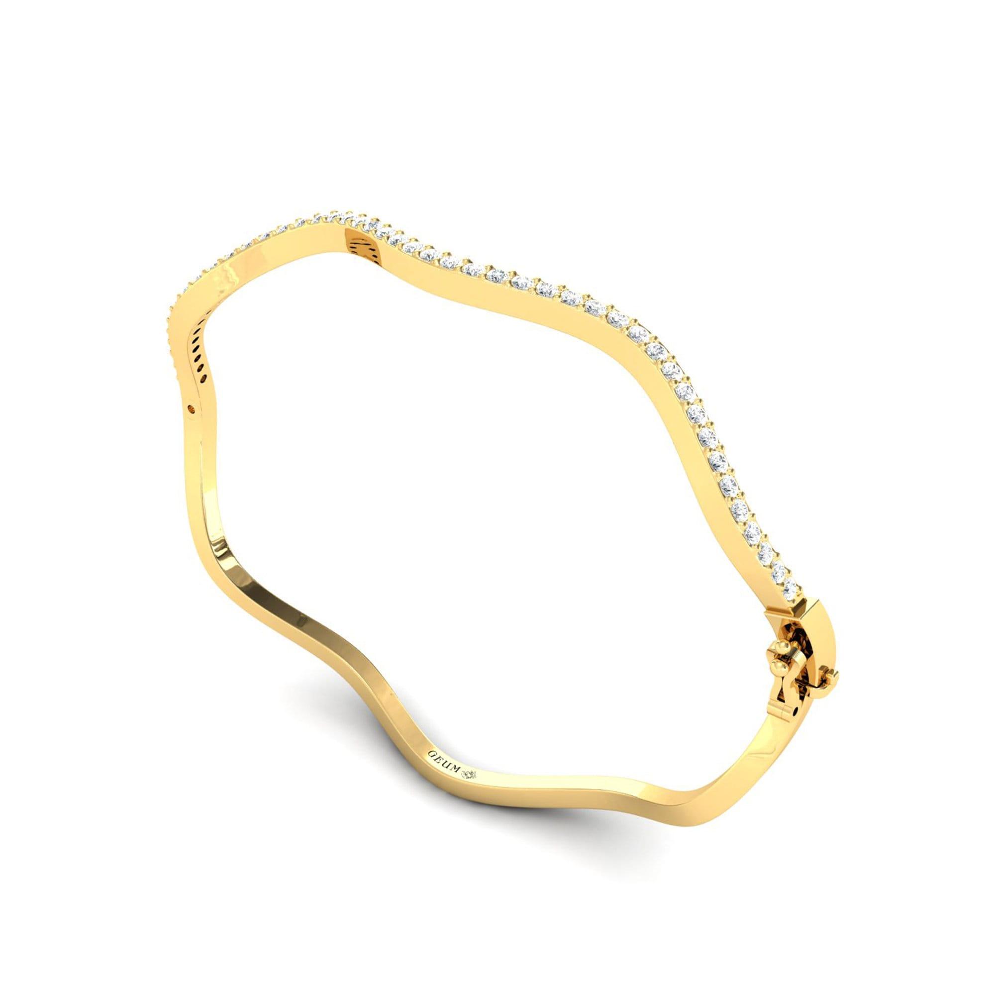 Elegant Diamond Cut Bracelet, Yellow/White Gold Custom Bracelet - GeumJewels