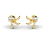 Real Diamond Stud Earring, Yellow/White 10kt 14kt 18kt Gold Earring - GeumJewels