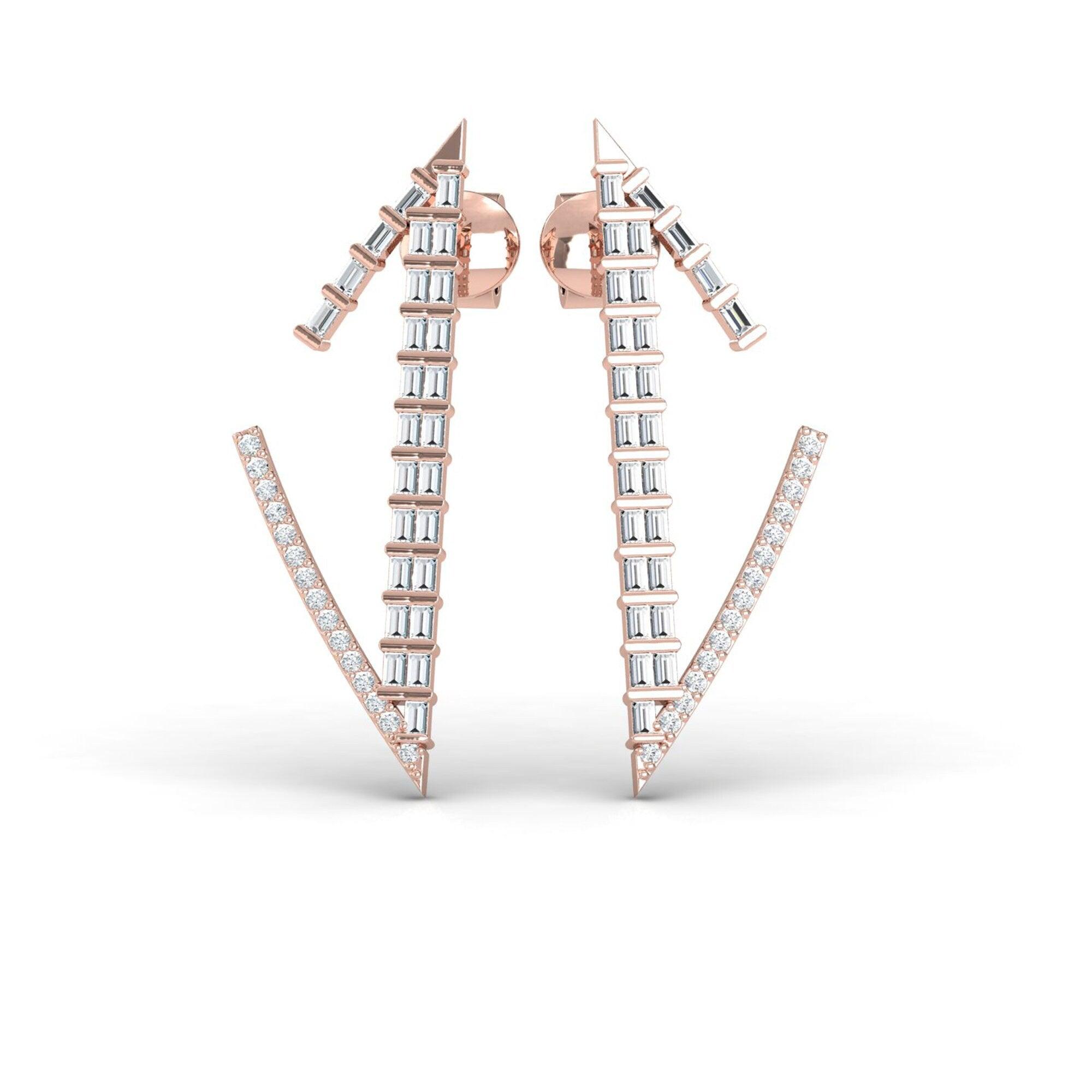 Handmade Yellow/White Gold Earring, 10kt 14kt 18kt Rose Gold Fashion Earrings - GeumJewels